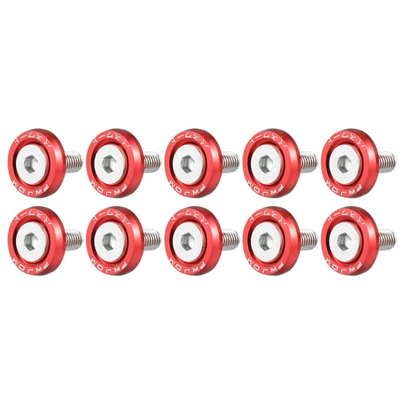 10pcs Red Fender Washer Bumper Washer M6 Bolts Engine Bay Dress Up Kit Aluminum