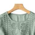 thumbnail image 6 of FEIJIBA Workout Shirts Women Fashionable Casual Solid Color Pleated Cotton And Linen Tops T Women's Clothing Light Green, 6 of 6
