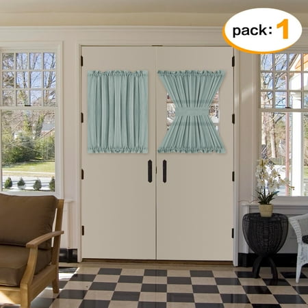 H Versailtex Natural Linen And Poly Semi Sheer French Door Curtain Premium Soft Rich Material Curtain Panels With Adjustable Tie Back 52x40