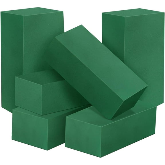 6 Pcs Flower Foam Brick Florist Foam Blocks Wet Floral Foam Wet Florist Styrofoam Block Flower Arrangement Supplies for Fresh Flower Arrangement DIY Craft Wedding Home Decorations Green