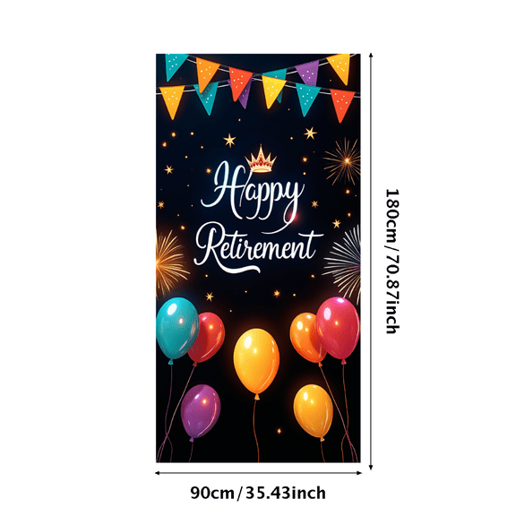 Decorative Design Happy Retirement Banner Colorful Balloons Party Backdrop Celebration Banner for Retirement Party Indoor Decoration Event Celebration