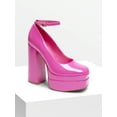 thumbnail image 4 of Women's Ankle Strap Chunky Platform Square Toe Heels Closed Toe Solid Color Fashion Party Y2K Inspired Shoes For Fall Winter 2026, 4 of 10