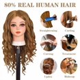 thumbnail image 2 of Mannequin Head with 80% Human Hair Cosmetology Mannequin Head Doll Head for Hair and Makeup Practice Head (#27 Brown No Makeup), 2 of 8