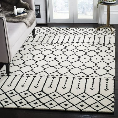 Bungalow Rose Cuddy Hand Tufted Wool Ivory Black Area Rug This On Opens A Dialog That Displays Additional Images For Product With The Option To Zoom In Or Out