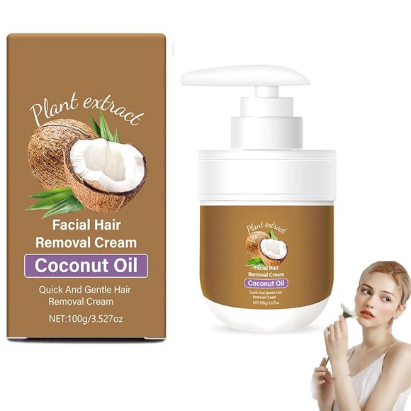 Rosino Coconut Oil Facial Hair Removal Cream, Rosino Hair Removal, Coconut Oil Facial Hair Removals Creams, Gentle Fast for Smooth Skin (1pcs)