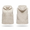 thumbnail image 4 of WIZUTIZ Women's Solid Color Textured Sherpa Fleece Zip Up Hoodie Drawstring Hood Pockets Winter Warm Coat Casual Loose Fit Outerwear, 4 of 8
