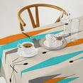 thumbnail image 2 of 1950s Boho Tablecloth, Mid Century Modern Geometric Atomic Shapes Orange Blue Pattern Table Cloth for Kitchen Holiday Dinner Hotel Restaurant, Rectangle(60x102in), 2 of 6