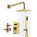thumbnail image 3 of sumerain Brushed Gold Shower System Pressure Balance Shower Faucet, 8 Inches Square Rain Shower Head and Hand Shower, Including Rough-In Valve, 3 of 4