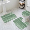 thumbnail image 2 of Sage Green Bathroom Rugs Set Modern Abstract Gradient Green Lines Texture Non Slip Absorbent Soft Bath Mats 3 Piece Set with Bathroom Rug, U-Shaped Floor Mat, Toilet Seat Cover Large Size, 2 of 9