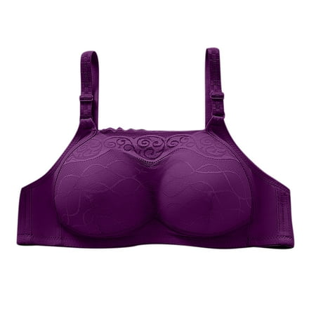 Tao Tao Adjustable Shoulder Straps Bra for Women Unlined Non Padded Lace Plus Size Bras Figure Bras Sagging Bra Underwear Purple L