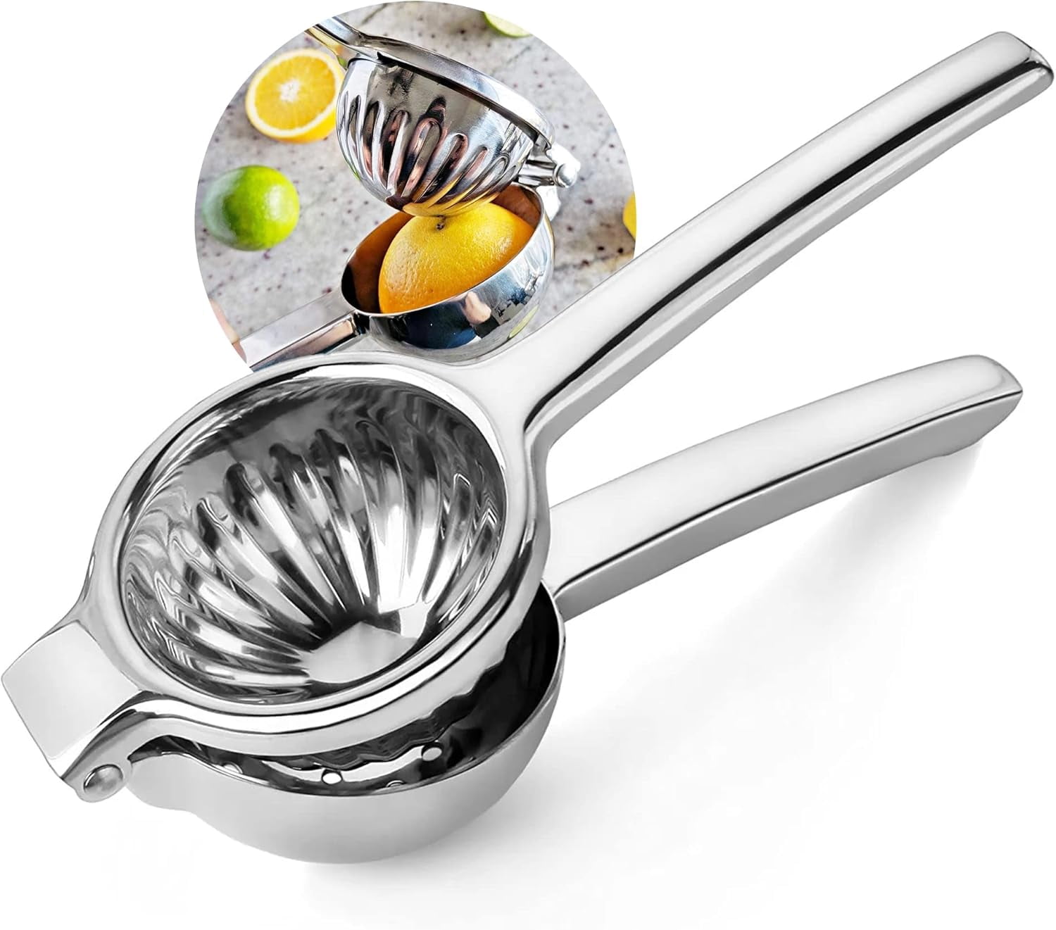 Stainless Steel Lemon/Lime Squeezer With Built-in Strainer – 18/8 Grade, Heavy Duty