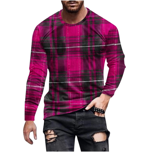 Blusas y camisas de manga larga con cuello redondo para hombre, blusa informal de moda con estampado de cuello redondo y manga larga, blusa estampada para hombre, blusa de poliéster