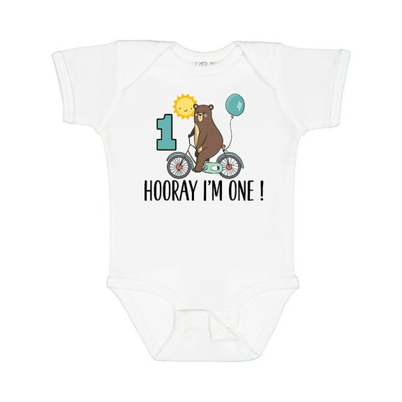 Inktastic 1st Birthday Bear on Bicycle 1 Year Old Boys or Girls Baby Bodysuit