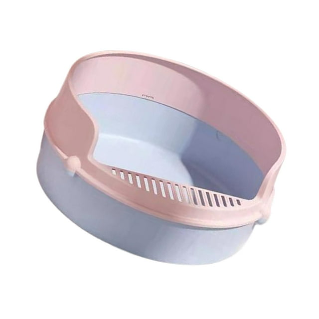 Caja de arena para gatos, contenedor de arena para gatos, portátil, práctico, fácil de limpiar, bandeja de arena para perros pequeños, gatitos, animal Rosado