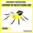 thumbnail image 2 of Lunkerhunt Phantom Spider Fishing Lure | Most Realistic Topwater Fishing Bait with Self-Righting Ballast for Natural Walking Action | Hollow Body Weedless Hooks for Bass Fishing (Poison), 2 of 7