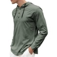 thumbnail image 4 of Handshe Men's Solid Color Hooded Sweatshirt, Loose Fit with Button and Drawstring Details, Casual Fashion for Daily Wear and Outdoor Leisure, 4 of 5