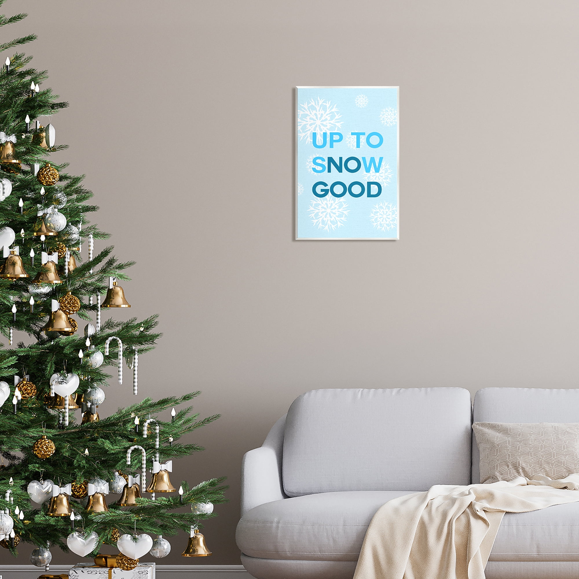 Stupell Industries Up To Snow Good Phrase Holiday Painting Unframed Art Print Wall Art, 13 x 19