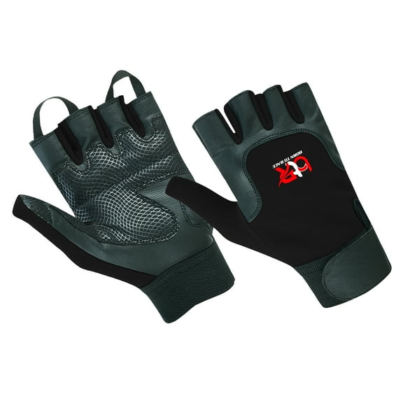 Women Ladies Wheelchair User Gloves Mobility Disability Fingerless Long Thumb Leather Palm Wheelchair Gloves All Black-M