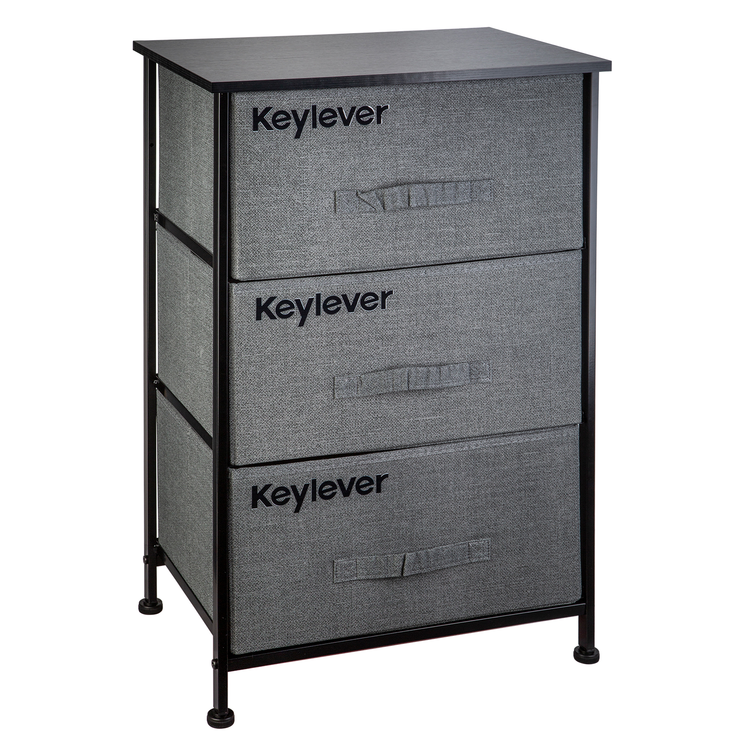 3Tier Dresser Drawer, Storage Organizer, Fabric Steel Frame Wood Top