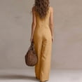 thumbnail image 6 of Hvogkswy Linen Jumpsuits for Women Loose Fitted V-Neck Sleeveless Jumpsuit Button Front Summer Solid Casual Wide Leg Romper with Pockets, 6 of 7
