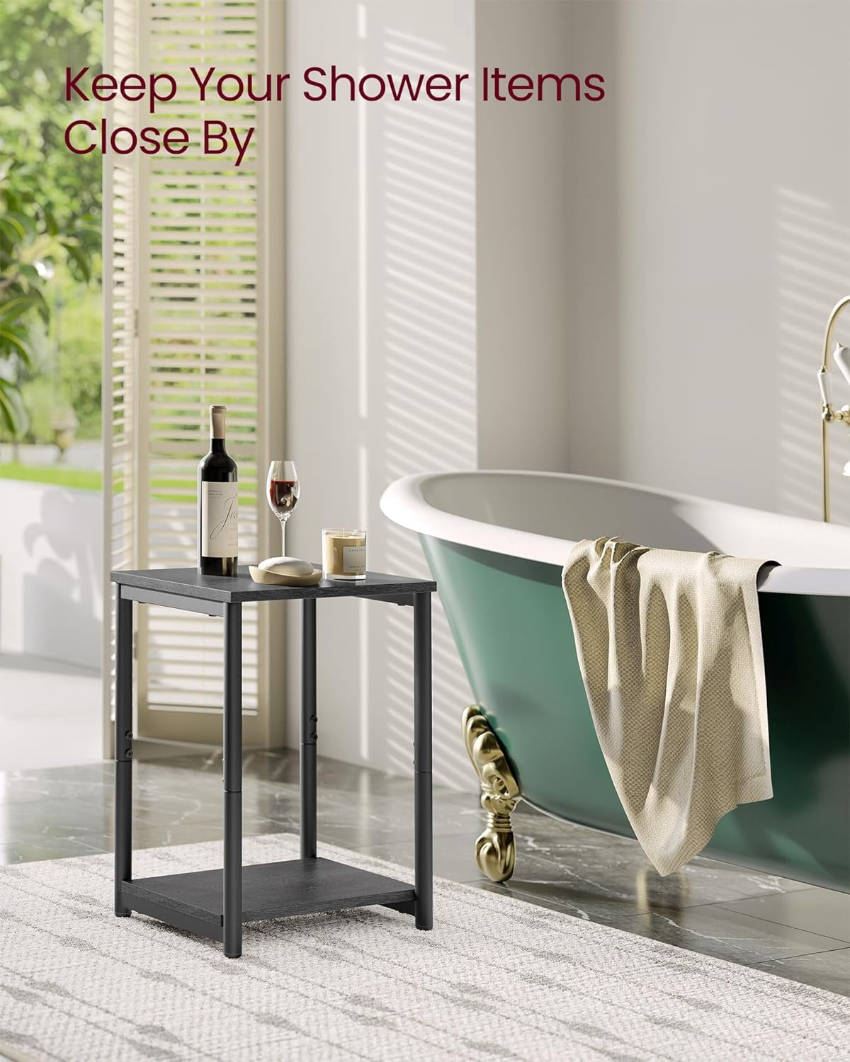Side Tables Set of 2 Small End Table Nightstand for Living Room Bedroom Rectangle Misty Gray and Classic Black