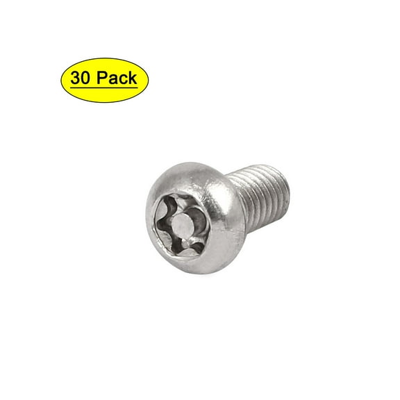 Uxcell M6x12mm 304 Stainless Steel Button Head Torx Security Tamper Proof Screws (30-pack)