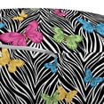 thumbnail image 3 of Zebra Print Pouf Cover with Zipper, Colorful Butterflies on Zebra Abstract Print Summer Jungle Floral Art, Soft Decorative Fabric Unstuffed Case, 30" W X 17.3" L, Yellow Blue Pink, by Ambesonne, 3 of 5
