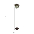 thumbnail image 3 of 62" Beige Torchiere Floor Lamp With Red And White Flowers Glass Dome Shade, 3 of 9