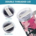 thumbnail image 5 of Butterflies Flowers Pink 40 oz Tumbler with Handle Insulated&nbsp;Travel Mug&nbsp;Lid Straw Leak Proof Steel Vacuum Water Bottles Glasses Fits in Car Cup Holder, 5 of 7