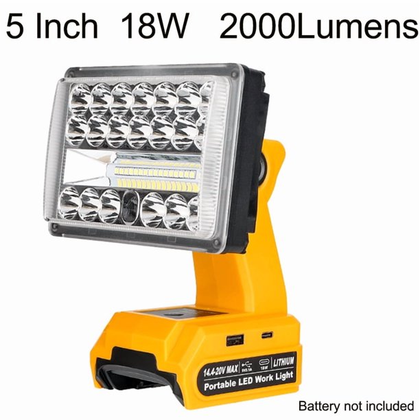 Para de*walt 18-20V Batería Li-ion Inalámbrica Luz de Trabajo LED Iluminación Exterior Linterna Lámpara de Emergencia Tipo Flood Reflector 5 inch