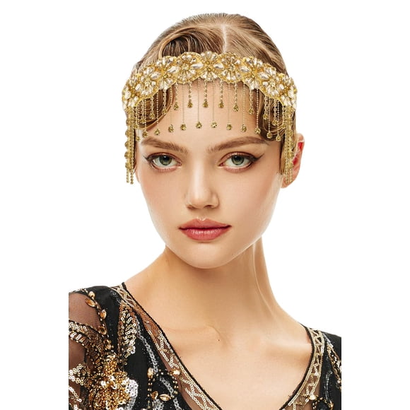 1920s Flapper Headpiece Roaring 20s Headband Great Gatsby Headband Chain for Women Vintage Hair Accessory