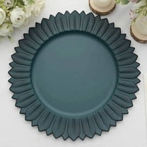 Efavormart 6 Pack | 13" Matte Teal Sunflower Plastic Dinner Charger Plates, Disposable Round Serving Trays
