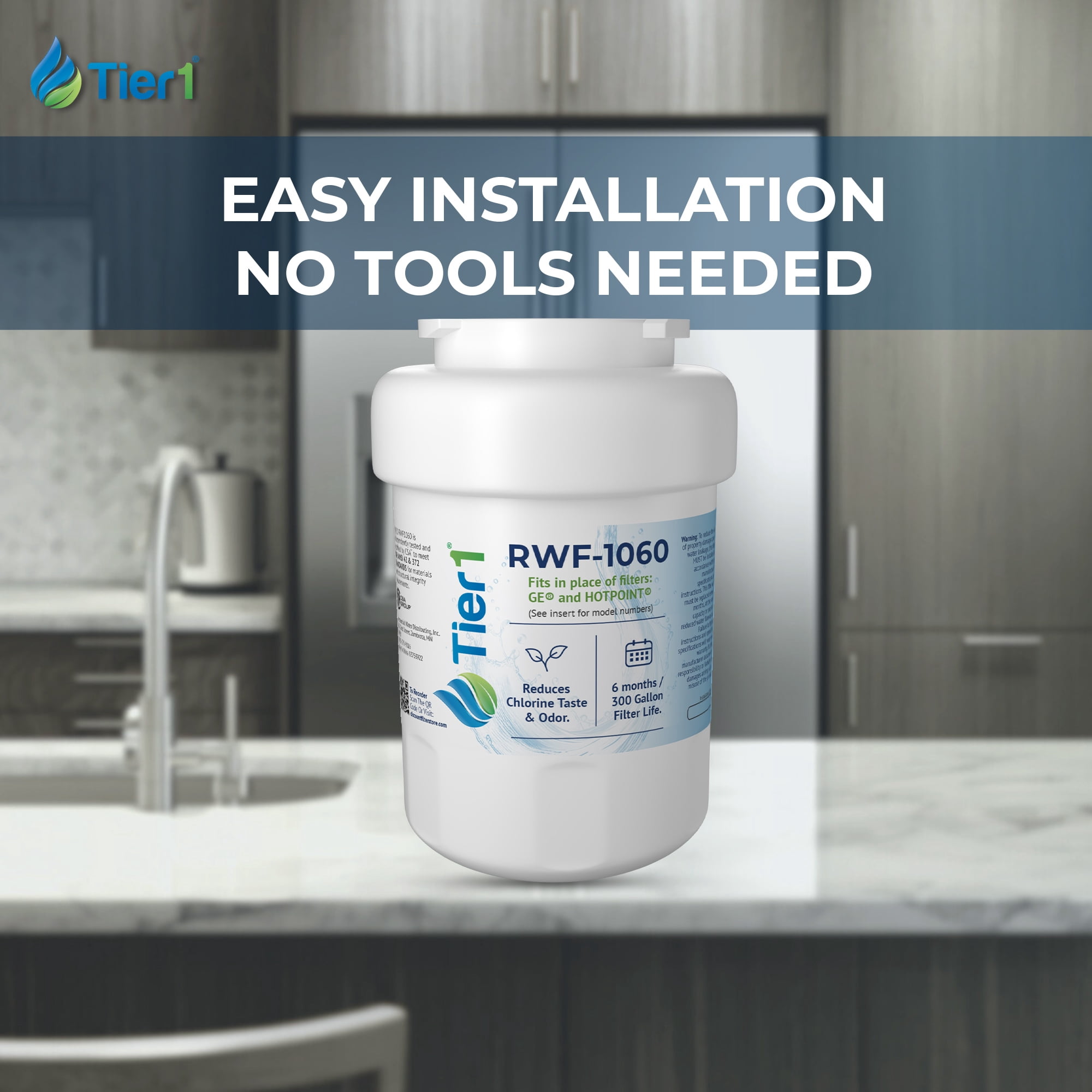 Tier1 MWF Refrigerator Water Filter 3-pk | Replacement for GE SmartWater MWFP, MWFA, GWF, GWFA, HWF, Kenmore 9991, 46-9991, 469991, WSG-1, WFC1201, Fridge Filter