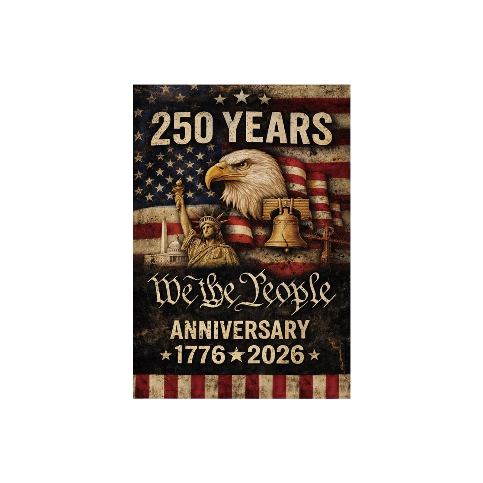 Win s Way USA 250th Anniversary Flag, Double Sided Outdoor Patriotic Decor, 12x18