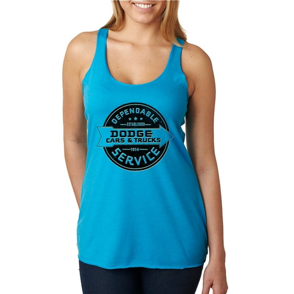 Dependanble Service of Dogde since 1914 | Womens Cars and Trucks Premium Tri-Blend Racerback Tank Top, Vintage Turquoise, Large