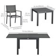 thumbnail image 3 of Outsunny Patio Dining Set, Expandable Table, 6 Stackable Chairs, Dark Grey, 3 of 10