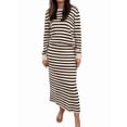 thumbnail image 1 of Conjuntos de 2 Piezas de Falda para Mujer, Moda de Otoño, Suéter A Rayas, Vestido Midi de Punto, Ropa de Salón, Viajes, Ropa de Invierno. Beige Negro XL, 1 of 10