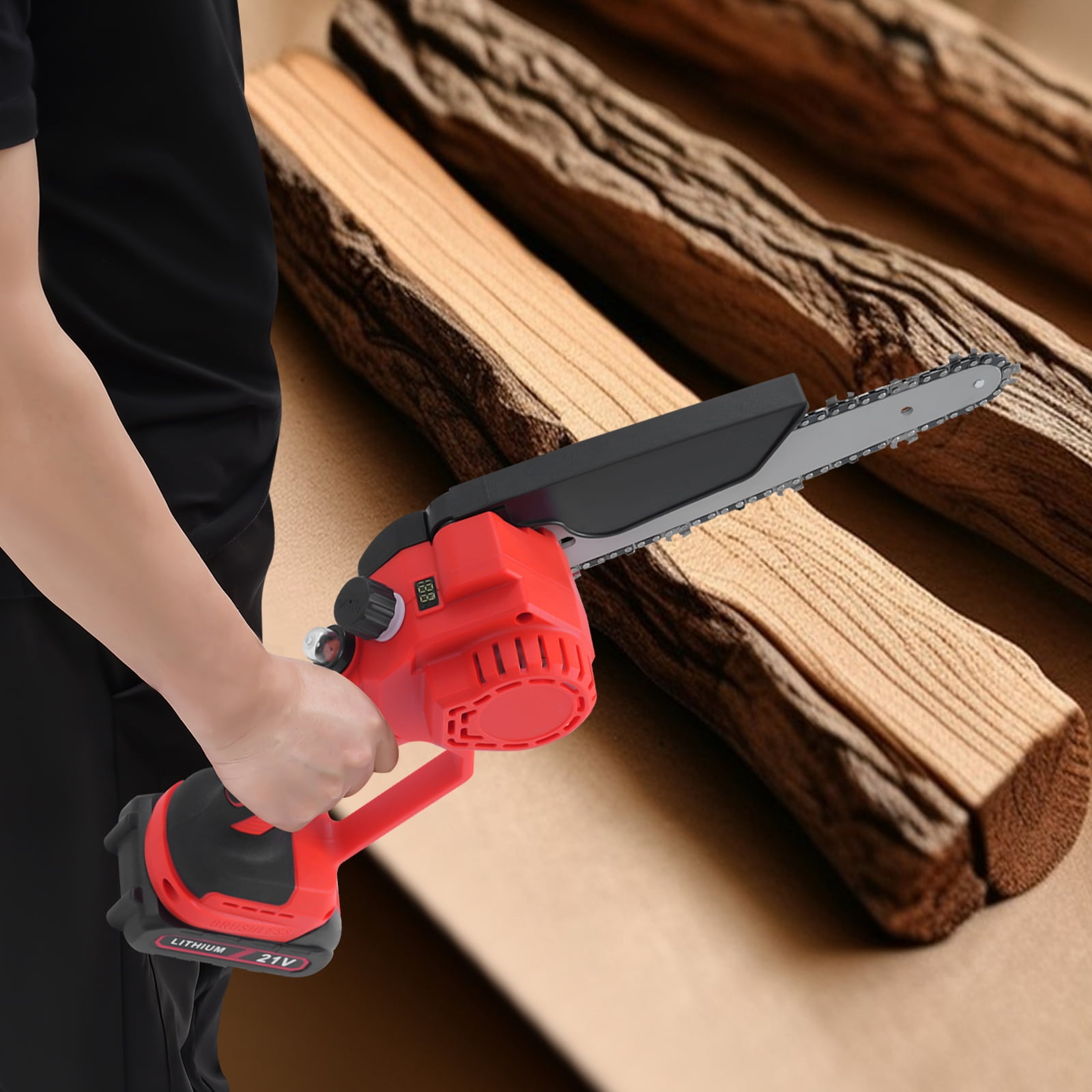 3.15*4.53*22.83 Excellent Black Red Mini Handheld Electric Chain Saw for Home Repairs and Maintenance