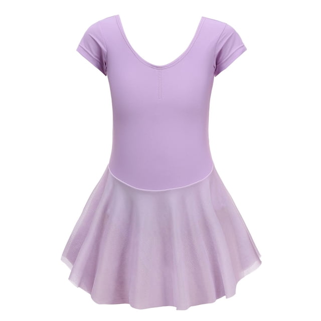 B91xZ Robes pour Filles à Fleurs Manches Courtes à Volants Robe d'Été Robe Évasée, Violet 5-6 Ans