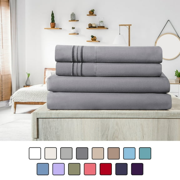 Elif Twin Size Bed Sheets Set - Ultrasoft, Brushed Microfiber - Wrinkle Free, Deep Pocket, Machine Washable, Hypoallergenic, Fade Resistant Bedding Sheet Set (Twin, Gray)