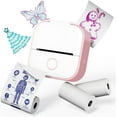 thumbnail image 1 of T Mini Sticker Printer Transparent Thermal Paper Portable Thermal Printer Inkless Printer Sticker Maker with Rolls Paper for Memo Travel Study Notes Office Festival Gifts Pink, 1 of 9