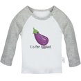 thumbnail image 2 of iDzn E is For Eggplant Funny T shirt For Baby, Newborn Babies T-shirts, Infant Tops, 0-24M Kids Graphic Tees Clothing (Long Gray Raglan T-shirt, 18-24 Months), 2 of 5
