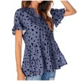 thumbnail image 1 of Top informal de manga corta con cuello en V y estampado aleatorio para mujer Pompotops  hkajfhjk461320, 1 of 8