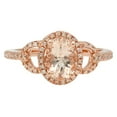 thumbnail image 3 of Dazzlingrock Collection 14K 8X6 MM Each Oval Morganite & Round Diamond Ladies Halo Engagement Ring, Rose Gold, Size 6, 3 of 4