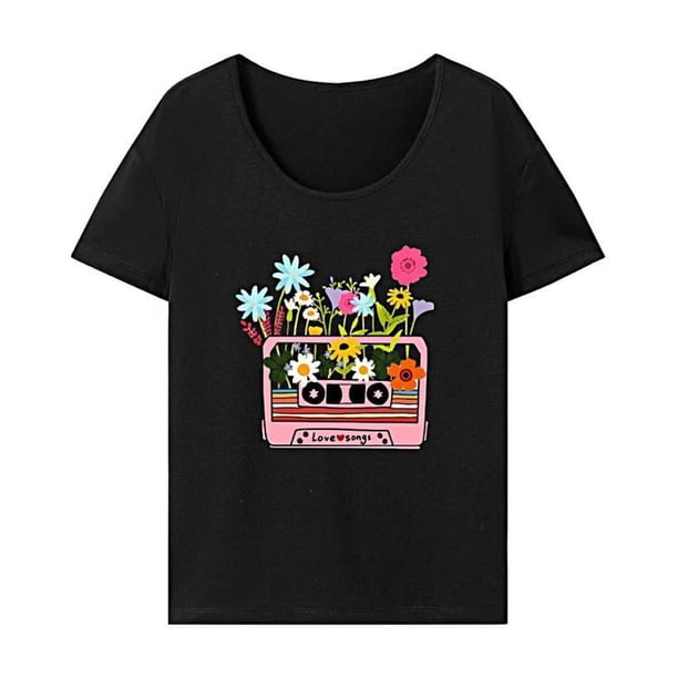 Camiseta para mujer con cuello redondo, ropa de recuerdo de moda, camisetas de verano para vacaciones XL