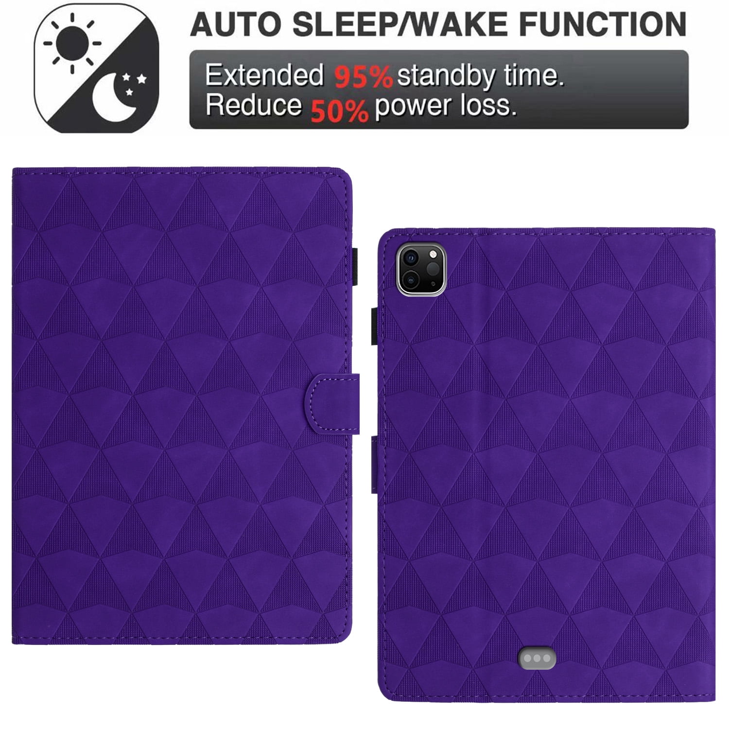 For iPad Air 11 Case 2024 - Highly Protective Apple Ipad Air Case with Stand & Pencil Holder – Functional 11 inch iPad Flip Folio Cover with Magnetic Closure and Diamond Pattern Embossed, Purple