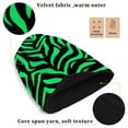thumbnail image 3 of joogoo Zebra Stripes Green Beanie Hats Cuffed Winter Warm Knit Thick Beanies, 3 of 7