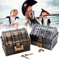thumbnail image 1 of Cofre del tesoro pirata, cofre del tesoro pirata para niños, joyero pirata, caja de almacenamiento de colección de tesoros, fiel a su promesa, 1 of 9