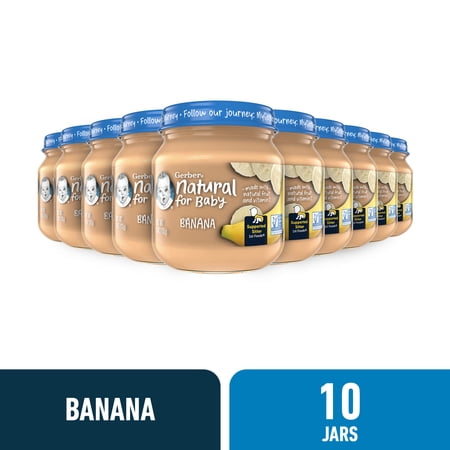 Gerber 1st Foods Natural for Baby Baby Food, Banana, 4 oz Jar (10 Pack)