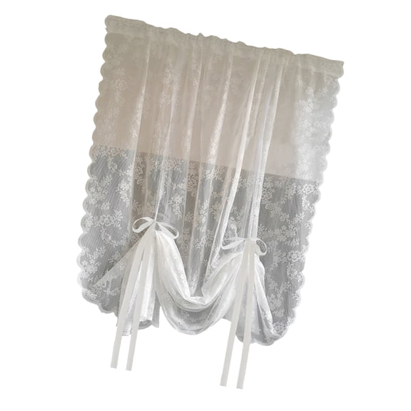 White Lace Embroidery Voile Curtains with Rod Pockets Pulling Curtain for Room